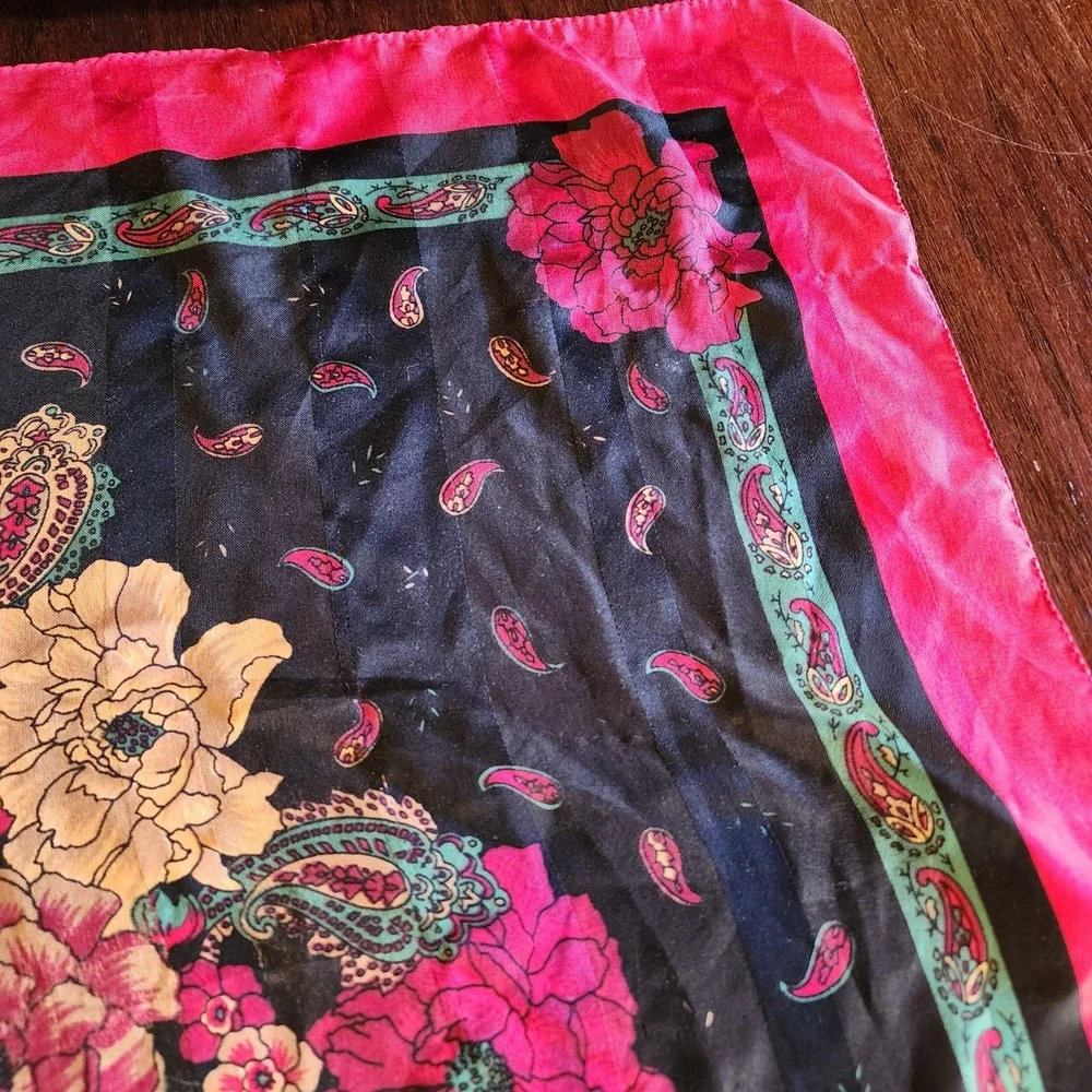 Vintage Silk? Floral Scarf Whimsigoth Retro Maximalist Glam Dark Moody Fairy Art